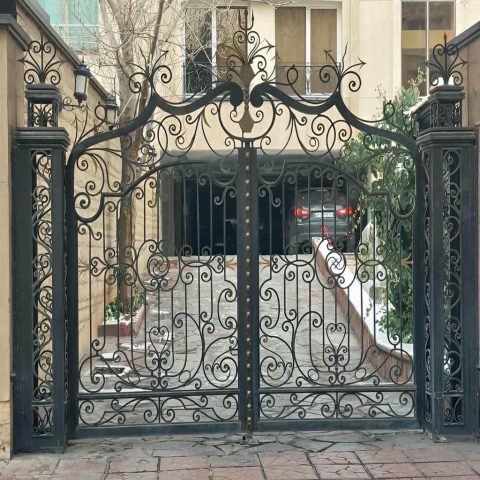 villa-door-wrought-iron-mz درب فرفورژه ورودی پارکینگ ساختمان