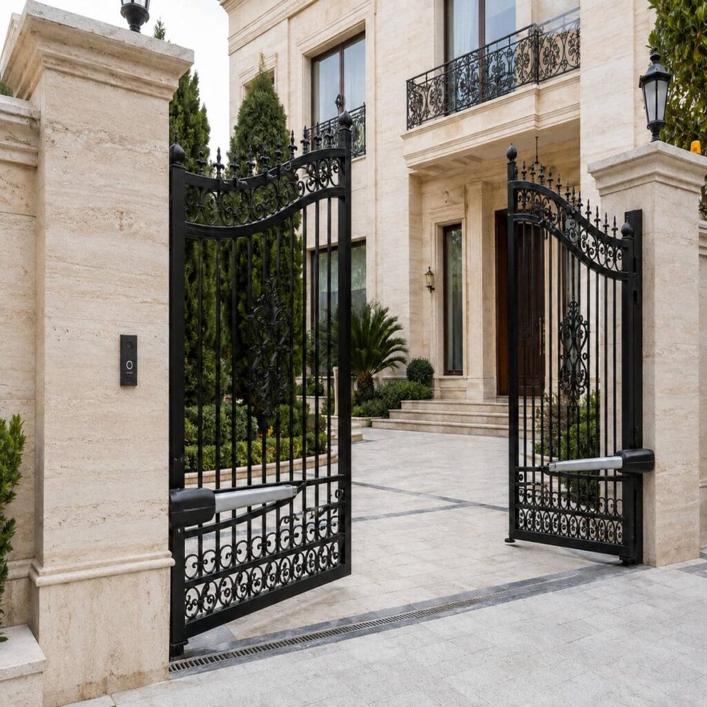 خرید درب برقی حیاط لولایی با طرح مشبک