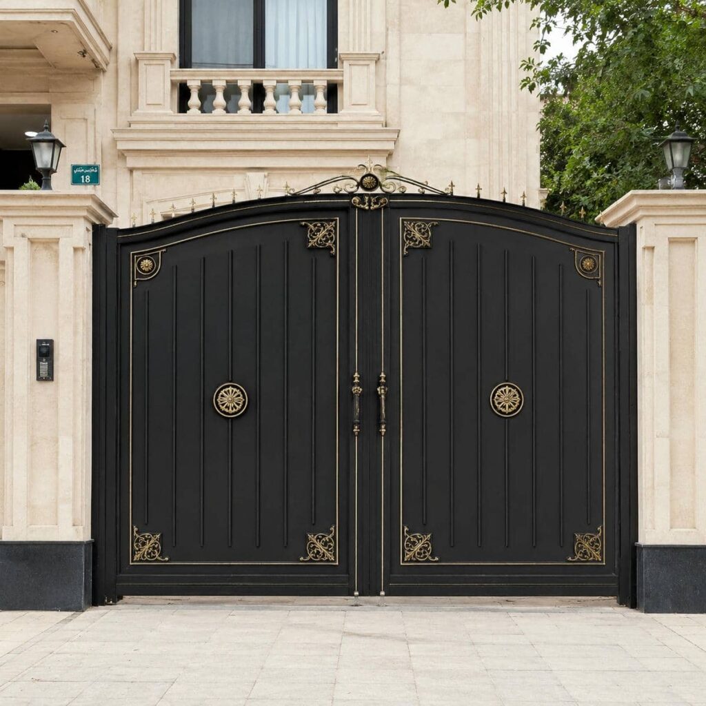 قیمت درب ویلایی مشکی طلایی با مقایسه میزان تزئینات