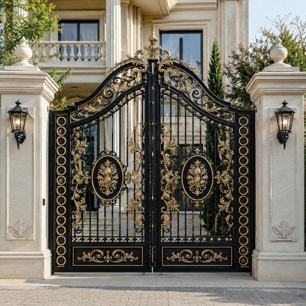 خرید درب پارکینگ مشکی طلایی مات نسبت به مدل براق