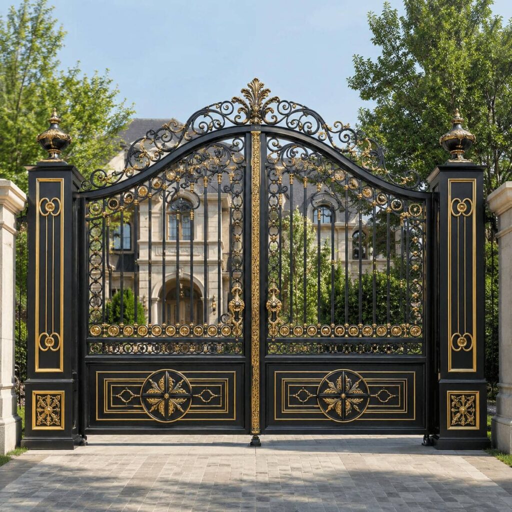 مقایسه درب ویلایی مشکی طلایی مدرن و کلاسیک