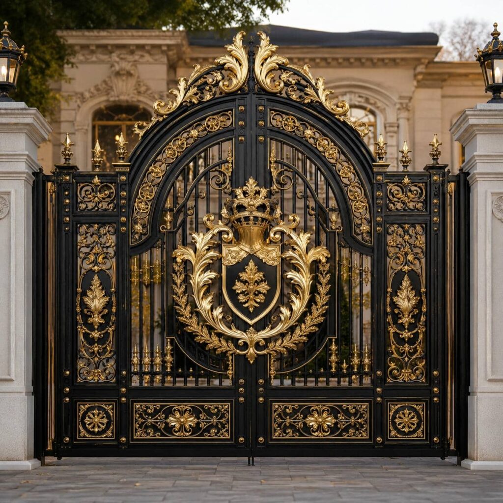 تفاوت کاربرد درب حیاط مشکی طلایی خطی و فرفورژه