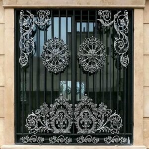 6 مدل حفاظ پنجره سفید طلایی نمای سنگ
