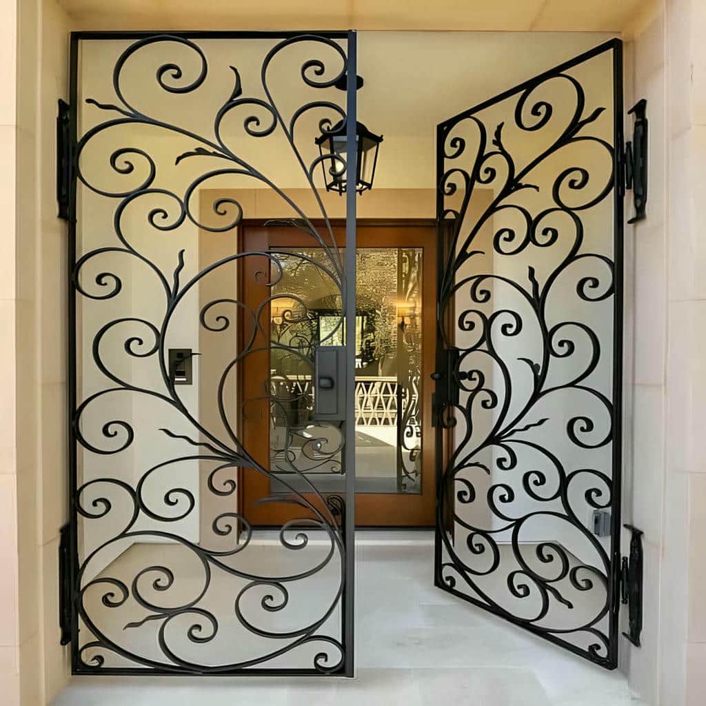 نصب درب ویلایی برش لیزری طرح هندسی لولایی