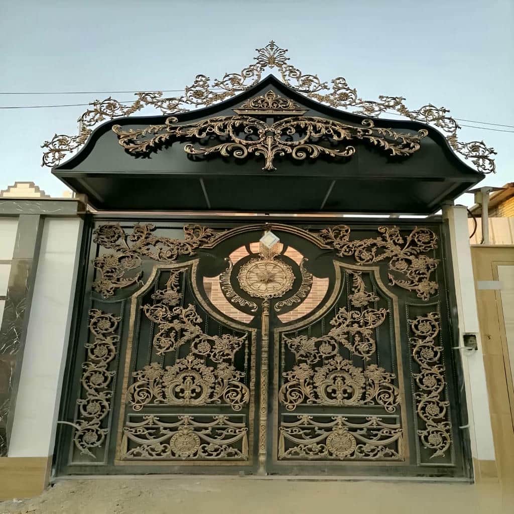 خرید درب حیاط کشویی ریل زمینی با چرخ فولادی