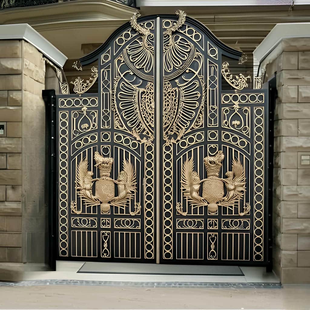 نصب درب آهنی حیاط طرح مدرن با پنل لیزری