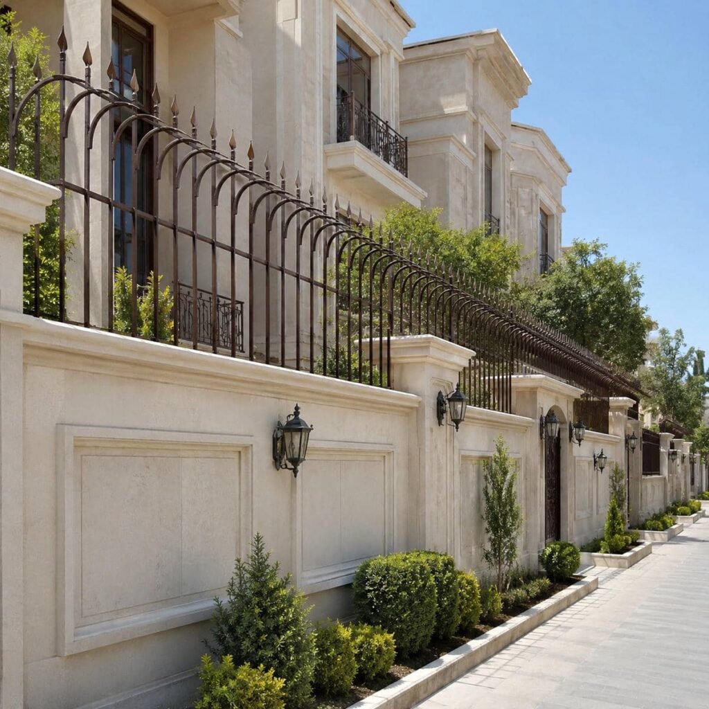 نصب حفاظ دیوار مدرن خطی روی تاج سنگی