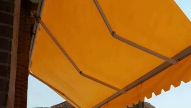 سایبان مغازه بازویی سفید برای نمای تجاری