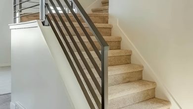 نرده پله آپارتمان فلزی ساده