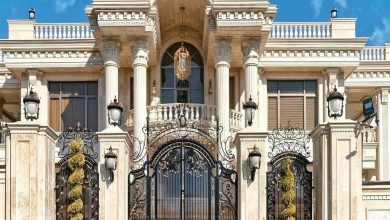 درب حیاط فلزی دو لنگه با طراحی سفارشی