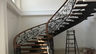 نرده فرفورژه راه پله با طرح فلزی